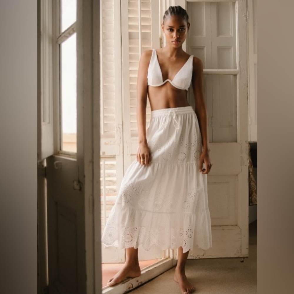 Mango Cotton Eyelet maxi skirt size large